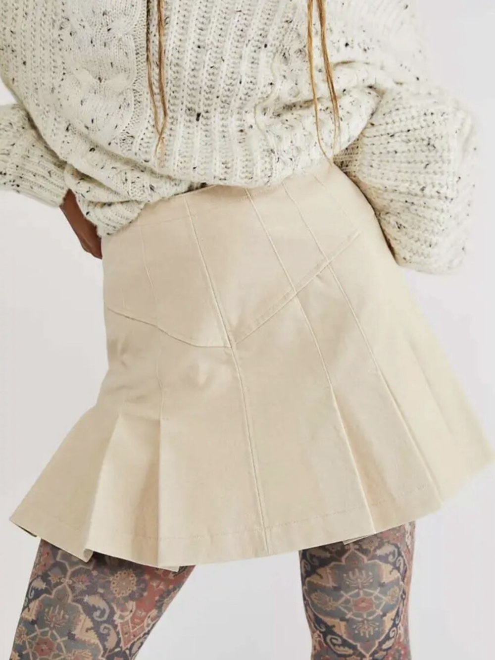 Free People Sugar & Spice Pleated Mini Skirt Size 2 NWT Preppy Coquette Earthy